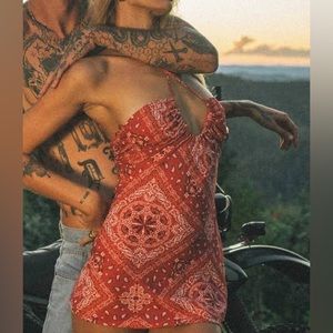 Jagger and stone red paisley dress